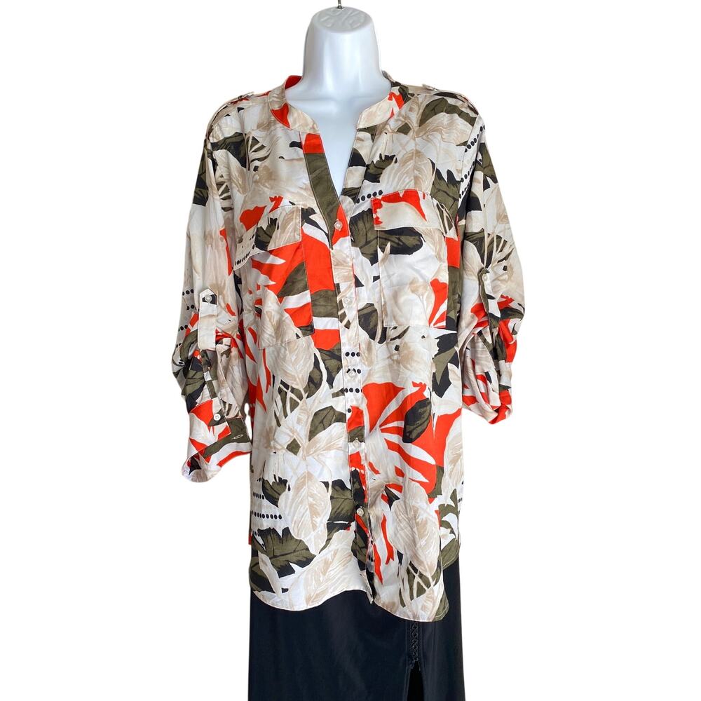 Y2K Calvin Klein Women Plus Size 1X Boho Floral Fairy Romantic Dopamine Blouse